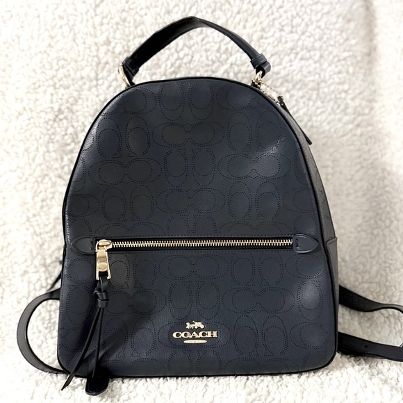 Coach Jordyn Backpack In Signature Leather 2322 Gold/Midnight blue - Picture 1 of 12